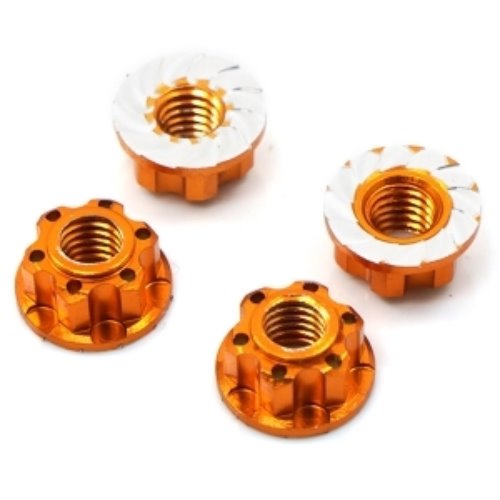 [][YA-0448OR]4mm Aluminium Wheel Flange Lock Nut 4pcs For RC Car Orange