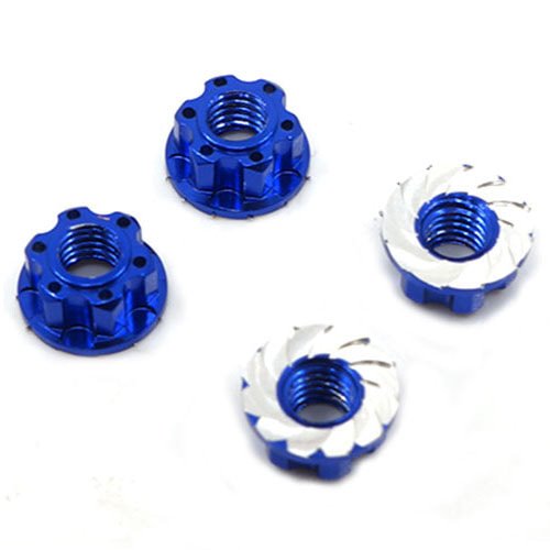 [][#YA-0448DB] 4mm Aluminium Wheel Flange Lock Nut 4pcs For RC Car Dark Blue