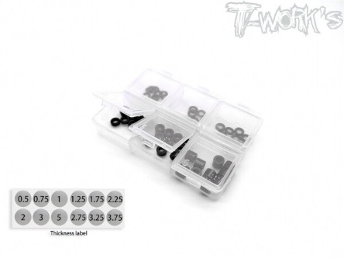 [TA-140BK]Aluminum 3mm Bore Washer Set ( Black ) 0.5, 0.75 ,1,2 ,3 ,5mm Each 10pcs.