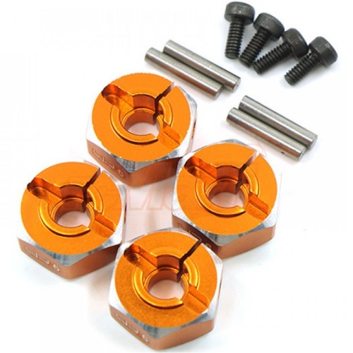 [#WA-033OR] [4개입] Aluminum Hex Adaptor Set 12x6mm for 1/10 Touring Drift Crawler (Orange)