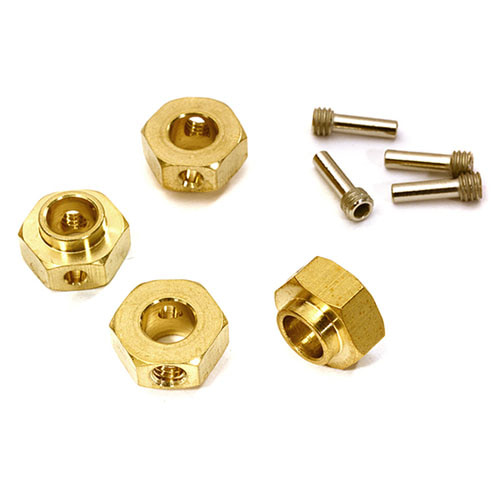 [#C28089] 12mm Hex Wheel (4) Hub Brass 5mm Thick for Traxxas TRX-4 Scale &amp; Trail Crawler