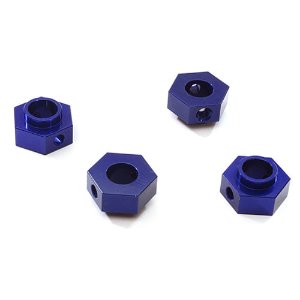 [#C28237BLUE] Alloy Machined 12mm Hex Wheel (4) Hub 5mm Thick for Traxxas TRX-4 Scale Crawler (Blue)