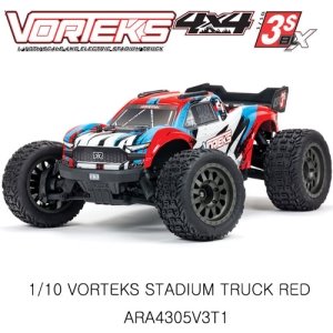 [ARA4305V3T1] (3셀지원 브러시리스버전)ARRMA 1/10 VORTEKS 4X4 3S BLX Stadium Truck RTR, Red