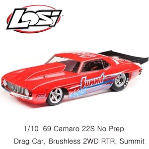 [특가세일][LOS03035T1] 1/10 69 Camaro 22S No Prep Drag Car, Brushless 2WD RTR, Summit