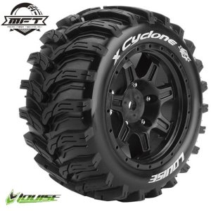 [L-T3298BM] MFT X-CYCLONE Tire Set Black Wheels, Sport Compound- Hex 24mm 본딩완료(반대분)(1/5Scale타이어) (Kraton 8S / Outcast 8S)