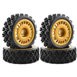 [#I500282148A2] [4개입] 1/10 Rally Rubber Tires and Wheels w/12mm Hex Adapter (크기 70 x 28mm)
