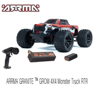 [ARA2102T2]1/18 GRANITE GROM MEGA 380 브러시드 4X4 몬스터 트럭 RTR (배터리 및 충전기 포함, 레드)