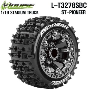 [L-T3278SBC] ST-PIONEER 2.2인치 Stadium Truck Tire Soft / Black Chrome Spoke Rim / Mounted 12mm HEX (반대분, 본딩완료)