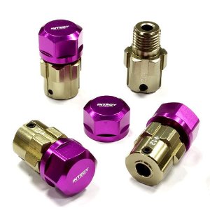 [#C25090PURPLE] [4개입] Billet Machined 17mm Wheel Hex (4) +12mm Offset for T-Maxx, 1/10 Revo &amp; Summit (Purple)