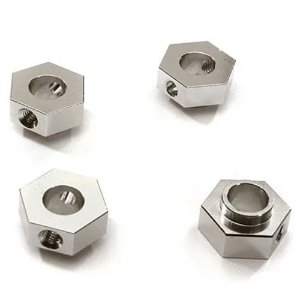 [#C28237SILVER] Alloy Machined 12mm Hex Wheel (4) Hub 5mm Thick for Traxxas TRX-4 Scale Crawler (Silver)