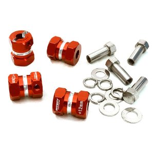 [#C27012RED] [4개 한대분] 12mm Hex Wheel (4) Hub +12mm Offset for 1/10 Scale Truck &amp; Buggy (Red)